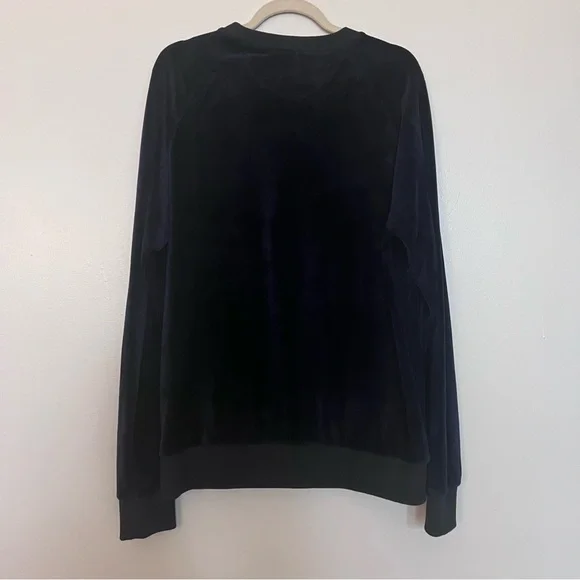 IISE streetwear designer navy velvet crewneck sweatshirt